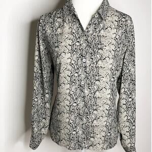 Liz Claiborne Button Front Blouse Large  Long Sleeve Career